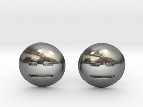 Expressionless Emoji in Polished Silver
