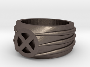Xmen Ring in Polished Bronzed Silver Steel