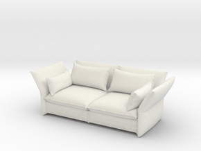 Miniature Mariposa 2 & 1/2 Seater Sofa - Barber Os in White Natural Versatile Plastic: 1:24