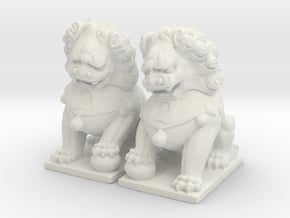 Chinese Guardian Lions in White Natural Versatile Plastic