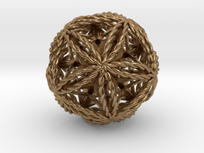 Twisted Icosasphere w/nest Stellated Dodecahedron  in Natural Brass