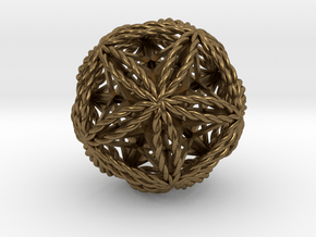 Twisted Icosasphere w/nest Stellated Dodecahedron  in Natural Bronze