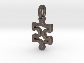 Puzzle Charm in Polished Bronzed Silver Steel