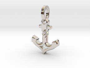 Anchor charm in Rhodium Plated Brass