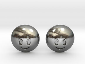 Evil Smile Emoji in Polished Silver