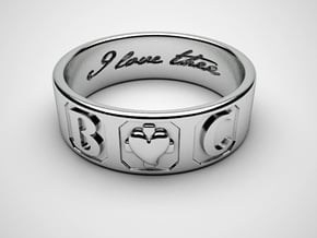 B And C Ring size 7 in Polished Silver