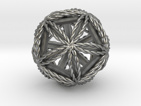 Twisted Icosasphere w/ nested Icosahedron 1.8" in Natural Silver
