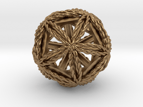 Twisted Icosasphere w/ nested Icosahedron 1.8" in Natural Brass