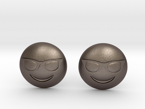 Sunglasses Emoji in Polished Bronzed Silver Steel