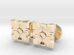 Portal companion cube cufflinks in 14K Yellow Gold