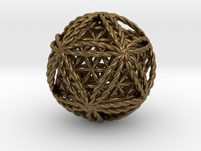 Twisted Icosasphere w/nested FOL Icosahedron 1.8" in Natural Bronze