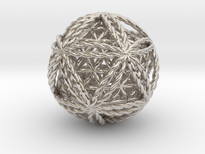 Twisted Icosasphere w/nested FOL Icosahedron 1.8" in Platinum