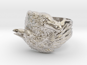 Two Ravens Ring in Rhodium Plated Brass: 11.5 / 65.25