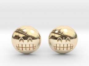 Grinning Emoji with Smiling Eyes in 14k Gold Plated Brass