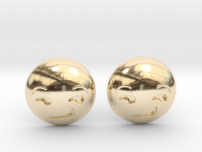 Smirk Face Emoji in 14k Gold Plated Brass