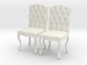 Tufted Dining Chair Set Of 2 in White Natural Versatile Plastic: 1:12