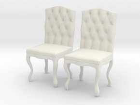 Tufted Dining Chair Set Of 2 in White Natural Versatile Plastic: 1:24