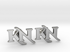 Monogram Cufflinks KN in Polished Silver