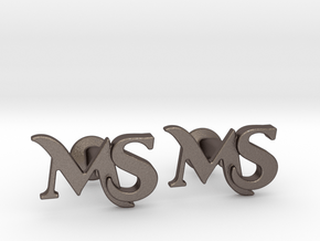 Monogram Cufflinks MS in Polished Bronzed Silver Steel
