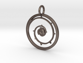 Steven Universe Rose's Shield Pendant with loop in Polished Bronzed Silver Steel