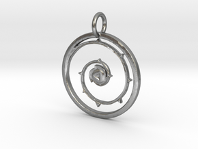 Steven Universe Rose's Shield Pendant with loop in Natural Silver