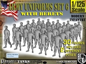 1-125 Army Modern Uniforms Set6 in Tan Fine Detail Plastic
