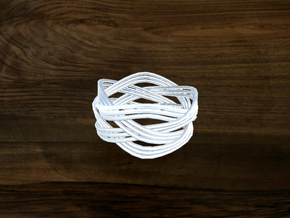 Turk's Head Knot Ring 4 Part X 4 Bight - Size 9 in White Natural Versatile Plastic