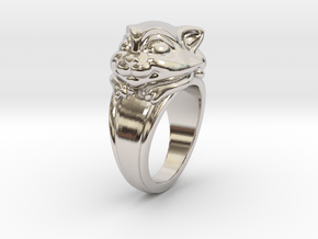 Cat Pet Ring - 17.35mm - US Size 7 in Rhodium Plated Brass
