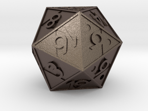 Triforce D20 in Polished Bronzed Silver Steel: Small