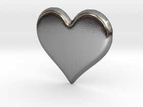 Soft Heart Pendant in Polished Silver: Extra Small
