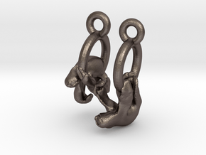 Sloth Earrings in Polished Bronzed Silver Steel