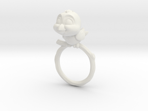 Bird Pet Ring - 17.35mm - US Size 7 in White Natural Versatile Plastic