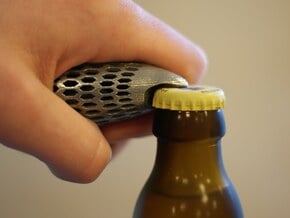 Airplane beer opener in Polished Bronzed Silver Steel