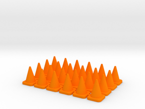 24 Small Traffic Cones in Orange Processed Versatile Plastic: 1:64
