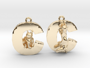 C Is For Cat in 14k Gold Plated Brass