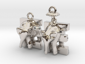 E Is For Elephants in Rhodium Plated Brass