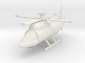 Helicopter With Moving Rotor in White Natural Versatile Plastic