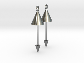 Earrings - Pendulum Dangle Earrings in Polished Silver (Interlocking Parts)