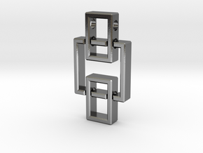Geometric Pendant - Interlocked Rectangles in Polished Silver (Interlocking Parts)