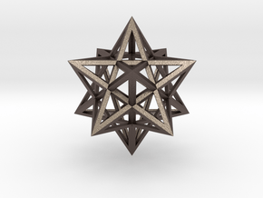 Stellated Dodecahedron 1.6" in Polished Bronzed Silver Steel