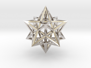 Stellated Dodecahedron 1.6" in Rhodium Plated Brass