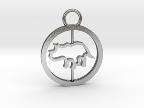 Turning Triceratops Baby Necklace in Natural Silver (Interlocking Parts)