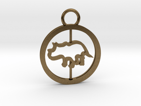 Turning Triceratops Baby Necklace in Natural Bronze (Interlocking Parts)