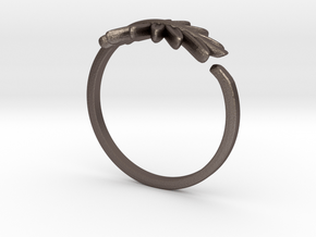 Friendship Leaf Rings in Polished Bronzed Silver Steel