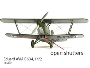 Avia B.534 liquid cooler, holder for open shutters in Tan Fine Detail Plastic