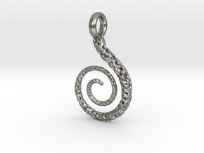 Spiral Pendant Textured - Version 2 in Natural Silver