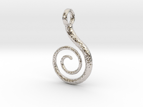 Spiral Pendant Textured in Rhodium Plated Brass