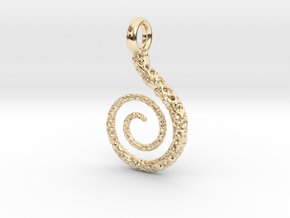Spiral Pendant Textured - Version 2 in 14k Gold Plated Brass