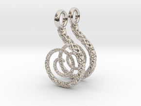 Spiral Earrings Textured in Rhodium Plated Brass