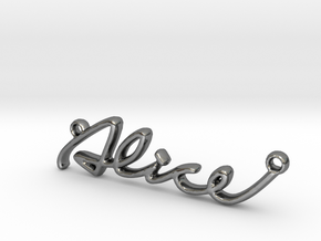 ALICE Script First Name Pendant in Fine Detail Polished Silver